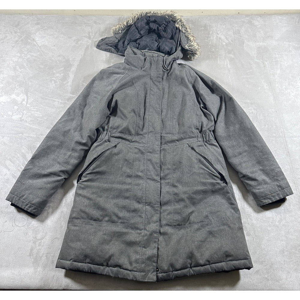 The North Face Arctic Parka Women Large Gray Faux Fur Hood Insulated Winter Coat